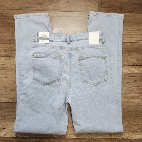 Zara high-rise straight leg denim light wash jeans Full-length women's EU 40 / 8 - Picture 4 of 16
